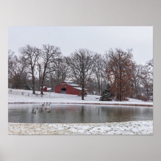 Poster Pano de la ferme d'hiver (Devant)