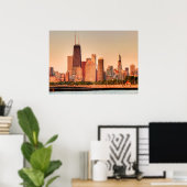 Poster Panorama de Chicago skyline au lever du soleil (Bureau à domicile)