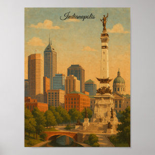 Poster Panorama de la ville d'Indianapolis dans l'Indiana
