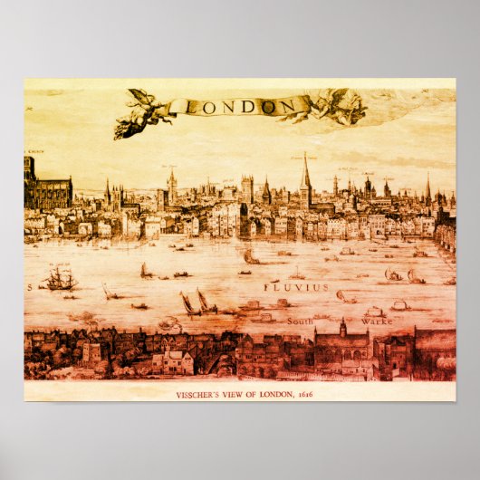 Poster Panorama de Londres en 1616 (Devant)