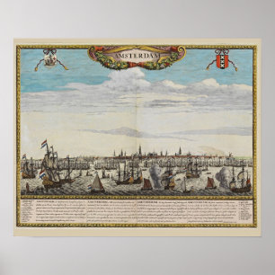 Poster Panorama du vieux Amsterdam