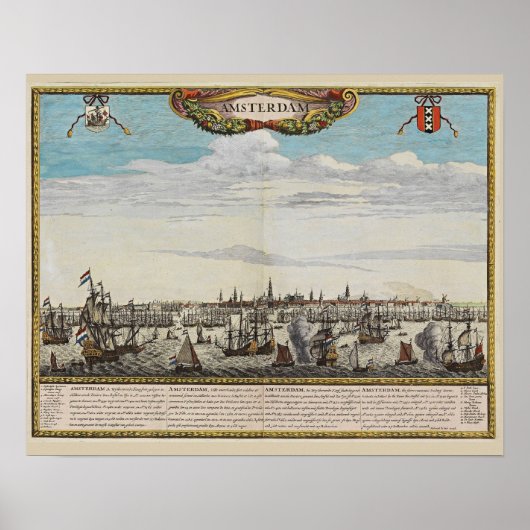 Poster Panorama du vieux Amsterdam (Devant)