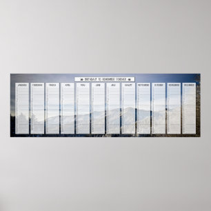 Poster Panorama enneigé de montagne Calendrier géant d'an