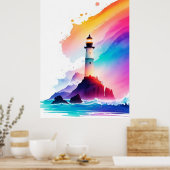 Poster Panorama époustouflant du phare des vagues (Cuisine)