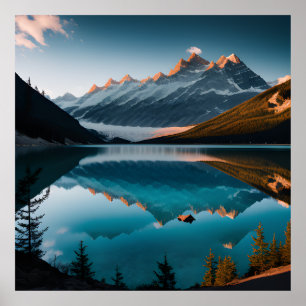 Poster Panorama Été Coloré Du Lac Blanc