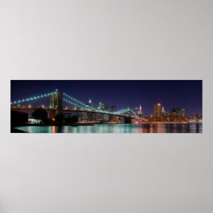 Poster Panorama nocturne de Brooklyn Bridge