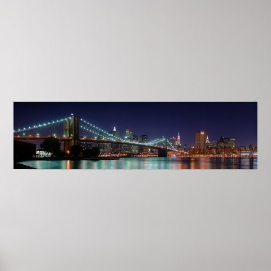 Poster Panorama nocturne de Brooklyn Bridge (Devant)
