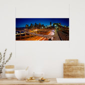 Poster Panorama nocturne de Brooklyn Bridge NYC (Cuisine)