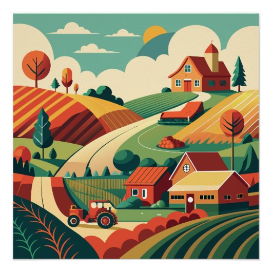 Poster Panorama rustique de la vie agricole (Devant)
