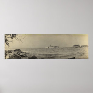 Poster Panorama vintage de Kelleys Island, OH - Ferry