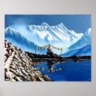 Poster Panoramic View Of Annapurna Mountain Nepal