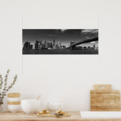 Poster Panoramique Black White Brooklyn Bridge New York (Cuisine)