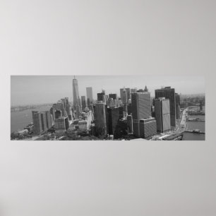 Poster Panoramique Noir Blanc New York Skyline