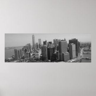 Poster Panoramique Noir Blanc New York Skyline