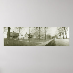 Poster Panoramique vintage du Dr. de rive d'un lac de