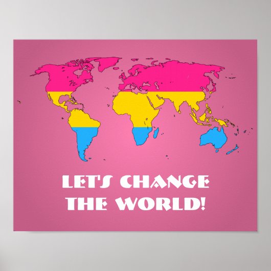 Poster Pansexuality pride world map (Devant)