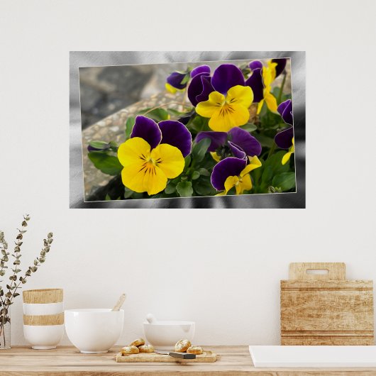 Poster Pansies jaunes violets (Cuisine)