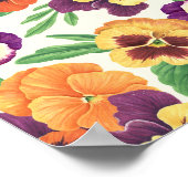 Poster Pansies sur blanc cassé (Coin)