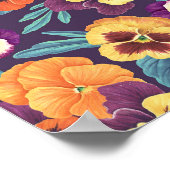 Poster Pansies sur violet de prune (Coin)