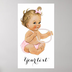 Poster Pantalon à volants rose Perles Fille Baby Shower