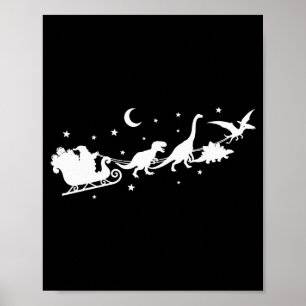 Poster Pantalon de Noël drôle de dinosaure Santa traîneau