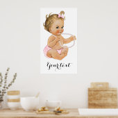 Poster Pantalon rose Rouffle Perles Baby shower fille (Cuisine)
