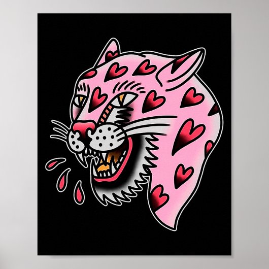 Poster Panther Pink X Heart Love Traditional Flash Premiu (Devant)