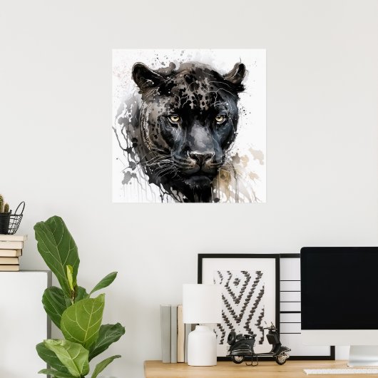 Poster Panther Portrait Animal Peinture Faune En Plein Ai (Bureau à domicile)