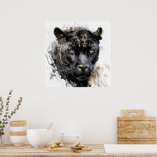 Poster Panther Portrait Animal Peinture Faune En Plein Ai (Cuisine)