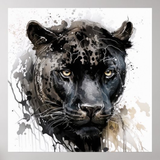 Poster Panther Portrait Animal Peinture Faune En Plein Ai (Devant)