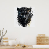 Poster Panther Portrait Animal Peinture Faune En Plein Ai (Cuisine)
