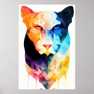 Poster Panther Wild Nature Animal Couleur Art Peinture