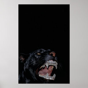 Poster Panthère aux dents serties de diamants
