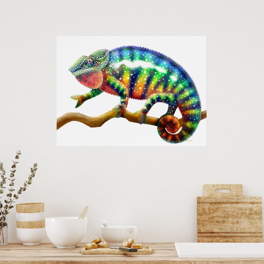 Poster Panthère colorée Chameleon Imprimer (Cuisine)