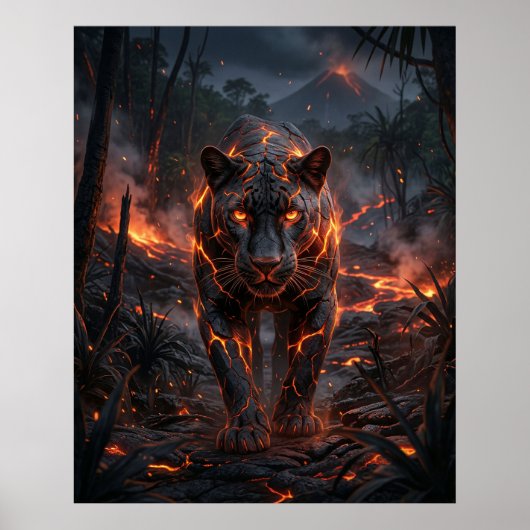 Poster Panthère de lave Jungle volcanique (Devant)