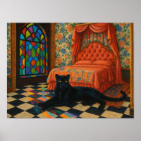 Panthère Mystique dans une Chambre avec Vitrail Or