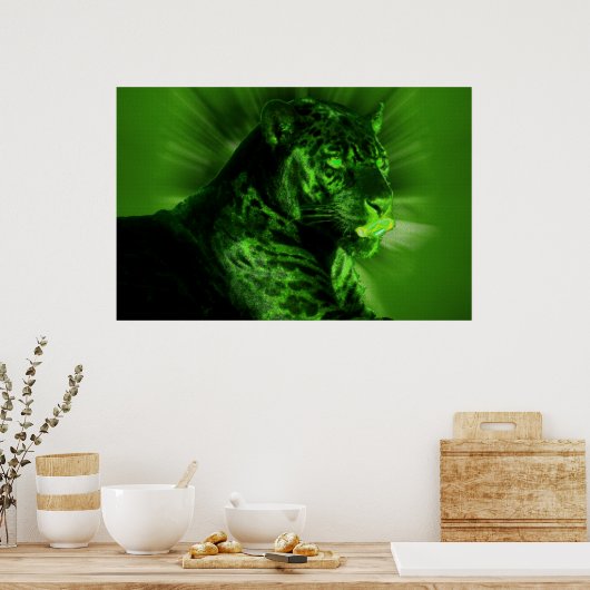 Poster Panthère noire en vert (Cuisine)