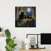Poster Panthère noire sous la pleine lune  (Bureau à domicile)
