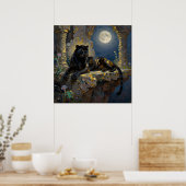 Poster Panthère noire sous la pleine lune  (Cuisine)