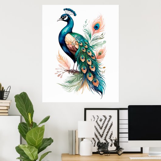Poster paon (Bureau à domicile)