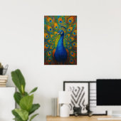 Poster Paon à l'aquarelle (Bureau à domicile)
