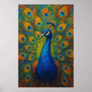 Poster Paon à l'aquarelle
