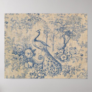 Poster Paon antique Toile
