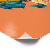 Poster Paon avec roses pêche (Coin)