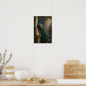 Poster Paon bleu avec plumes de queue émeraude Faune M (Cuisine)