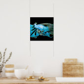 Poster PAON, bleu turquoise, vert noir (Cuisine)