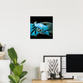 Poster PAON, bleu turquoise, vert noir (Bureau à domicile)