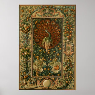 Poster Paon et fruits Art nouveau vintage par Anton Seder