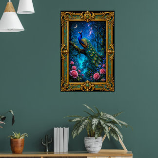 Poster Paon Magique dans la Forêt Enchantée Murmurante