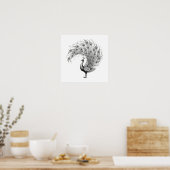 Poster Paon noir et blanc (Cuisine)